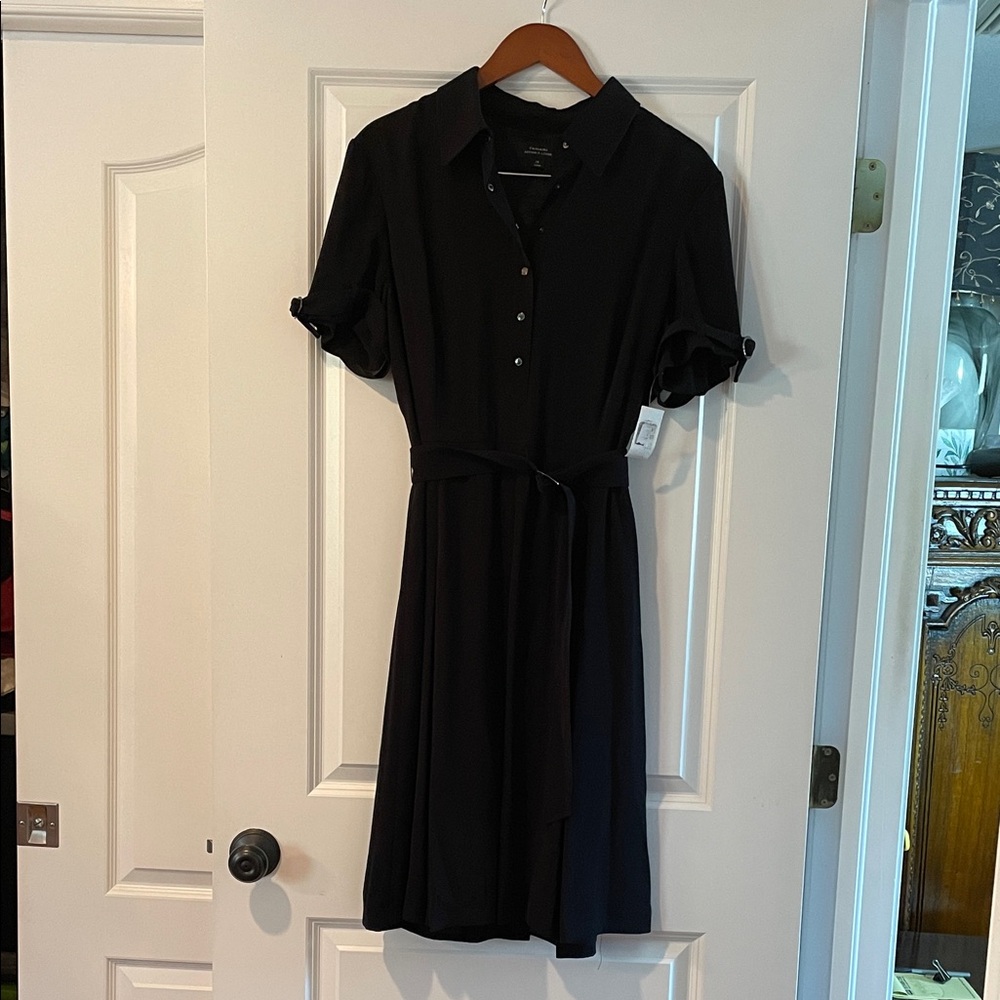 Chic Black Midi Dress with Belt
